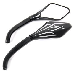 Black Billet Convex Mirrors Set (Golf Tribal style) for Harley-Davidson and Metric Motorcycles