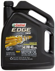 Castrol 03101 EDGE 0W-40 Synthetic Motor Oil – 5 Quart