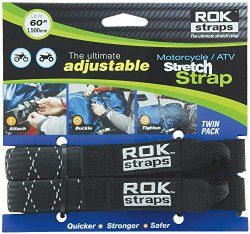 ROK Straps ROK-10050 Black/Reflective 18″ – 60″ Motorcycle/ATV Adjustable Stretch Strap