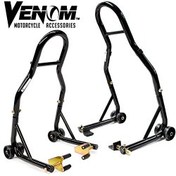 Venom® Motorcycle Front+Rear Paddle Wheel Lift Stand For Suzuki GSXR GSX-R Gixxer 750