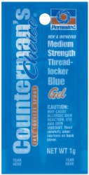 Permatex 09978 Counterman’s Choice Medium Strength Threadlocker Blue, 1 g Pouch
