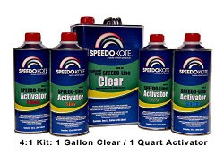 SpeedoKote SMR-130/60 – Automotive Clear Coat Fast Dry 2K Urethane, 4:1 Gallon Clearcoat Kit with Fast Activator