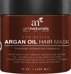 Art Naturals Argan Oil Hair Mask, Deep Conditioner 8 Oz, 100% Organic Jojoba Oil, Aloe Vera & Keratin