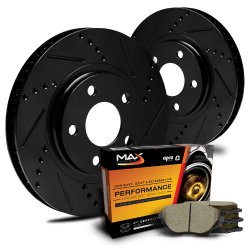 Max KT011681 [ELITE SERIES] Front Performance Slotted & Cross Drilled Rotors and Ceramic Pads Combo Brake Kit
