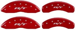 MGP Caliper Covers 12162SRT1RD Red Powder Coat Finish Engraved Front/Rear RT Caliper Cover, (Set of 4)