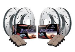 Power Stop K1079 Front/Rear Ceramic Brake Pad and Cross Drilled/Slotted Combo Rotor One-Click Brake Kit