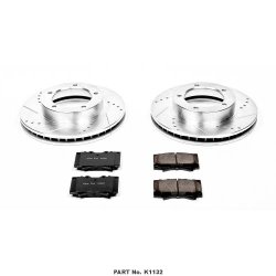 Power Stop K1132 Front Ceramic Brake Pad and Cross Drilled/Slotted Combo Rotor One-Click Brake Kit