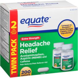 Extra Strength Headache Relief Twin Pack, 200ct, By Equate, Compare to Excedrin Extra Strength Caplets
