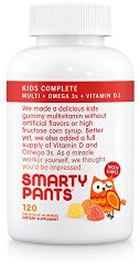 SmartyPants Kids Complete Gummy Vitamins: Multivitamin, Vitamin D3, B12 (Methylcobalamin), AND Omega 3 DHA / EPA Fish Oil, 120 count
