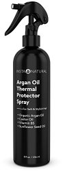 InstaNatural Thermal Protector Hair Spray – Heat Protectant Against Flat Iron – With Organic Argan Oil, Castor Oil, Vitamin B5 & Sunflower Seed Oil – Prevents Dryness, Damage & Split Ends – 8 OZ