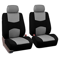 FH Group Universal Fit Flat Cloth Pair Bucket Seat Cover, (Gray/Black) (FH-FB050102, Fit Most Car, Truck, Suv, or Van)