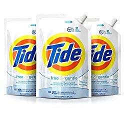 Tide Smart Pouch Free & Gentle HE Liquid Laundry Detergent, Pack of three 48 oz. pouches, 93 loads