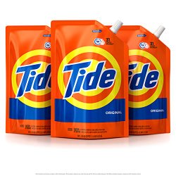 Tide Smart Pouch Original Scent HE Turbo Clean Liquid Laundry Detergent, Pack of three 48 oz. pouches, 93 loads