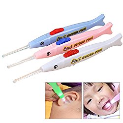 2 Pcs Sealive Fish Shaped Kids Toddlers Baby Safe LED Flashlight Earpick, Handle Health Ear Cleaner Earwax Remover Curette for baby kids pets