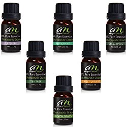 Aromatherapy Top 6 Essential Oils – Therapeutic grade – with Lavender, Tea Tree, Eucalyptus, Sweet Orange, Lemongrass & Peppermint