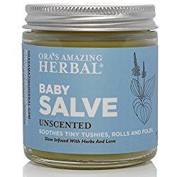 Baby Salve, Natural Diaper Cream, Rash and Herbal Eczema Treatment, Moisture Barrier Skin Protectant, Cleanser Ointment Lotion Moisurizer (4 Ounce), Ora’s Amazing Herbal