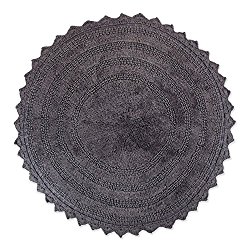 DII Oceanique Machine Washable, 100% Cotton Woven Round Bath Rug Soft & Absorbent, Place Near Vanity, Bath Tub or Shower, 28″ Dia, Gray