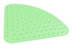 DII Oceanique Shower/Bathtub 20.25×20.25″ Non Slip Transparent Safety Grip Suction Cups Rounded Triangle Vinyl Bath Tub Mat, Small, Teal