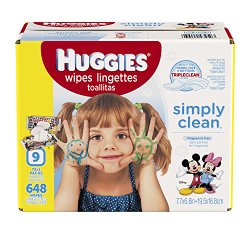 HUGGIES Simply Clean Baby Wipes, Unscented, Soft Pack , 72 Count, Pack of 9 (648 Total)