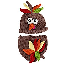 Jastore Photography Prop Baby Infant Costume Turkey Crochet Knitted Hat Diaper