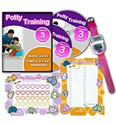 Potty Training In 3 Days – Ultimate Potty Training for Girls. Complete Kit Includes Potty Training In 3 Days Audio Guide, Laminated Potty Training Charts & Pink Potty Time Watch (Pink)