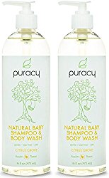 Puracy Natural Baby Shampoo & Body Wash – Sulfate-Free – Citrus Essential Oils, 16 Ounce (Pack of 2)