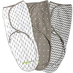 Swaddle Blanket, Adjustable Infant Baby Wrap Set by Ziggy Baby, 3 Pack Soft Cotton in Grey