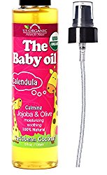 US Organic Baby Oil with Calendula, Smooth Caribbean Coconut, Certified Organic by USDA, Jojoba & Olive Oil with Vitamin E, No Alcohol, Paraben, Artificial Detergents, Color, Synthetic Perfumes, 5 fl. oz.