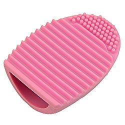 Cleaning MakeUp Washing Brush Silica Glove Scrubber Board Cosmetic Clean Tools (Pink)
