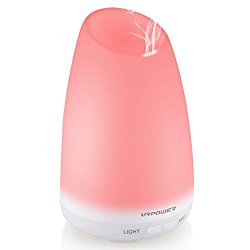 Essential Oil Diffuser,URPOWER 120ml Aromatherapy Diffuser Portable Ultrasonic Aroma Humidifier with 7 Color Changing LED Lamps, Mist Mode Adjustment and Waterless Auto Shut-off Function