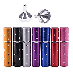 MUB Travel Size Spray Bottles, Purse Size Refillable Empty Perfume Atomizer 10ml Bottles 7Pcs with 2 Funnels for Travel or Outgoing