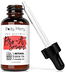 Retinol Serum 2.5% – Anti Aging & Anti Wrinkle Face Serum to Help with Lines and Spots – Enhanced with Best Natural Hyaluronic Acid, Green Tea, Vitamin E & Jojoba Oil for Day or Night Use – Body Merry