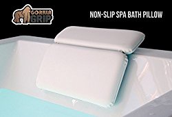 The Original GORILLA GRIP (TM) Non-Slip Spa Bath Pillow Featuring Powerful Gripping Technology