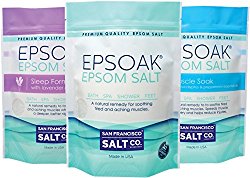Ultimate Epsoak Epsom Salt Bundle – 3 pack of Sleep Formula 2lbs, Muscle Soak 2lbs, Original Unscented 2lbs
