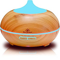 Zen Breeze, Essential Oil Diffuser, 2017 Model Aroma Humidifier, 14 Color Shades, Best Wood Grain, Ultrasonic Whisper Quiet Cool Mist Aromatherapy