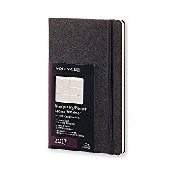 Moleskine 2017 Weekly Planner, Horizontal, 12M, Large, Black, Hard Cover (5 x 8.25)