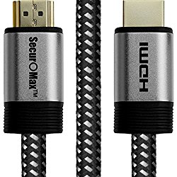 HDMI Cable 6ft – HDMI 2.0 (4K) Ready – 28AWG Braided Cord – High Speed 18Gbps – Gold Plated Connectors – Ethernet, Audio Return – Video 4K 2160p, HD 1080p, 3D – Xbox PlayStation PS3 PS4 PC Apple TV