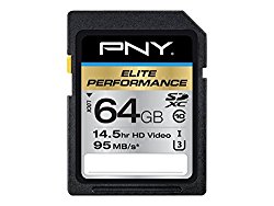 PNY Elite Performance 64 GB High Speed SDXC Class 10 UHS-I, U3 up to 95 MB/Sec Flash Card (P-SDX64U395-GE)