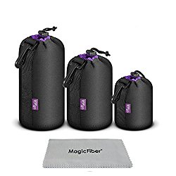 (3 Pack) Altura Photo Thick Protective Neoprene Pouch Set for DSLR Camera Lens (Canon, Nikon, Pentax, Sony, Olympus, Panasonic) – Includes: Small, Medium and Large Pouches