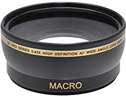 58mm Wide Angle Lens Kit for CANON VIXIA HF S10 S100, Canon VIXIA HF S20, HF S200, HF S21, HF S30 Camcorders Includes: 0.43x Wide Angle (with Macro) High Definition Lens, Bonus Lens Cap Keeper