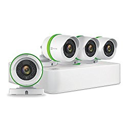 EZVIZ Home Security Camera System 4 Weatherproof HD 1080p Cameras, 4 Channel DVR 1TB HDD, 100ft Night Vision, Works with Alexa using IFTTT