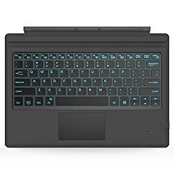 Microsoft Surface Pro 4 / Pro 3 Type Cover, MoKo Ultra-Slim Wireless Bluetooth Keyboard with Trackpad, 7-Color LED Illumination Backlit, Built-in Lithium Battery(Will Not Fit for Surface 3), GRAY