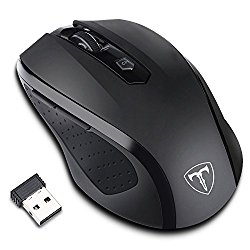 VicTsing MM057 2.4G Wireless Portable Mobile Mouse Optical Mice with USB Receiver, 5 Adjustable DPI Levels, 6 Buttons for Notebook, PC, Laptop, Computer, Macbook – Black
