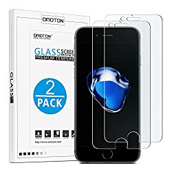 OMOTON iPhone 7 Plus Screen Protector [2 Pack]- [9H Hardness] [Crystal Clear] [Bubble Free] [3D Touch Compatible] Tempered Glass Screen Protector for Apple iPhone 7 Plus