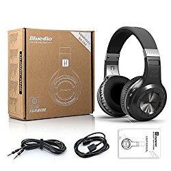Bluedio Hurricane Turbine H Black Headphone Bluetooth 4.1 Wireless Studio Earbud Noise-cancelling Stereo Headset Over-ear Earphone with MIC for Cell Phone Computer PC
