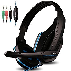 Gaming Headset for PS4 PC iPhone Smart Phone Laptop Tablet iPad iPod Mobilephones MP3 MP4,X1-S 4 Pin 3.5mm Jack Multi Function Game Headphones with Mic by AFUNTA