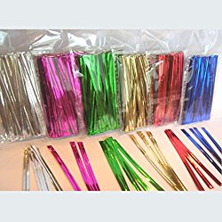 600pcs 4″ Metallic Twist Ties – 6 colors