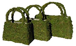 Green Moss Purse Planters – Set of 3 Planters, Small, Medium, Large