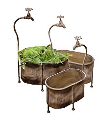 Your Heart’s Delight 8-1/2 by 14-1/2 by 23-1/2-Inch Oval Tin Faucet Style Nested Planters, Large, Set of 3