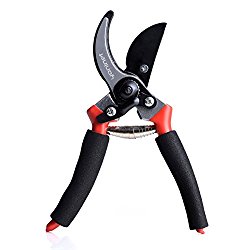 8″ Bypass Professional Pruning Shears by Yoninet with Extra Sharp Blade and Easy To Hold Ergonomic Handles For Man & Women. Steel Blade Pruning Shears with Safety Jaws Lock.